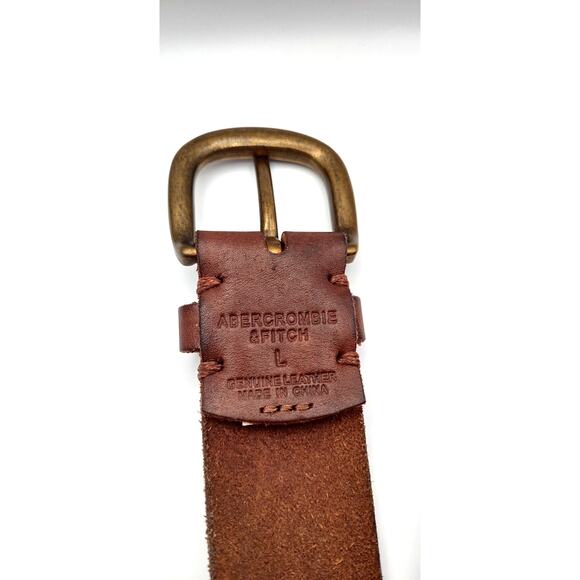 Abercrombie & Fitch Womens Vintage Brown Studded Round Buckle Leather Belt Large - Picture 9 of 9